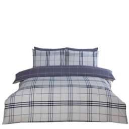 Harris Check Polyester Duvet Cover Set with Pillowcase Blue King 1