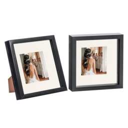 "Nicola Spring 8 x 8"" Photo Frames - Black/Ivory Mount - 3D Picture Frame Box Portrait Display Case (22.5 x 22.5cm) Set of 2"
