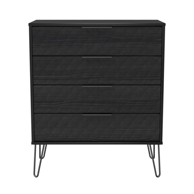 Islay 4 Drawer Chest of Drawers in Black Ash (Ready Assembled) Black Black Ash