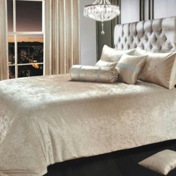 Intimates Ombre Crushed Velvet Duvet Cover & Pillowcase Set Cream Natural Super King
