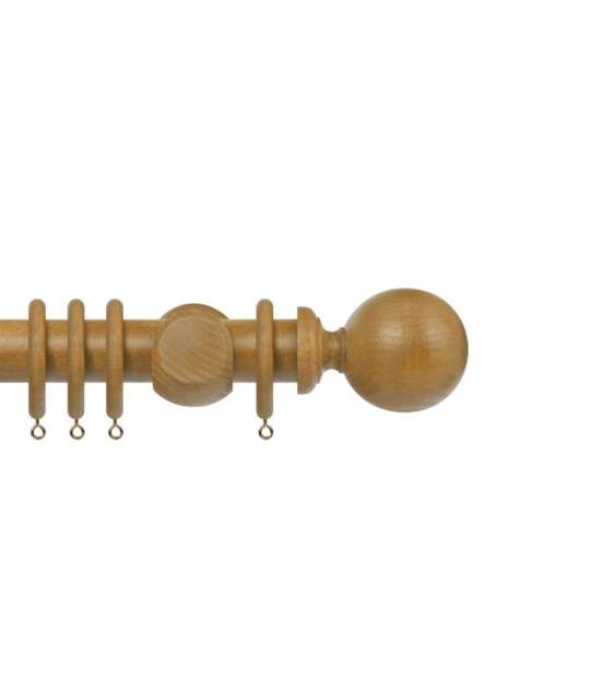 Premium 35mm Wooden Curtain Pole Set - Light Oak 450cm Brown Light Oak