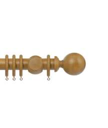 Premium 35mm Wooden Curtain Pole Set - Light Oak 450cm Brown Light Oak