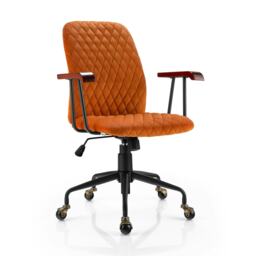 COSTWAY Velvet Office Chair Ergonomic Mid-back Chair Orange Orange