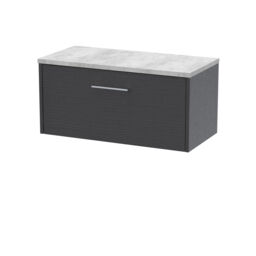 Balterley Winshill Contemporary 1 Drawer Wall Hung Vanity Unit with Laminate Worktop, Woodgrain Dark Grey, 800mm