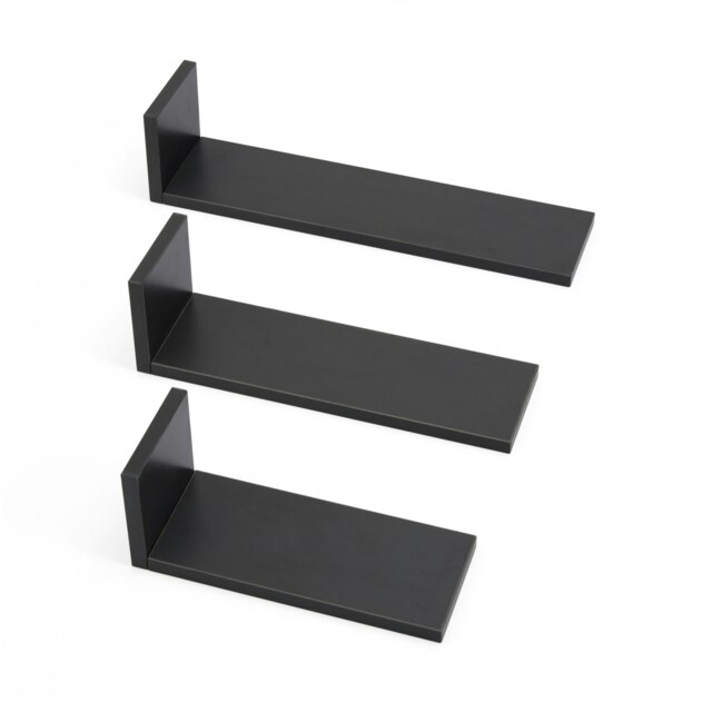 Tutti Bambini Set of Three L-Shaped Wall Shelves - Slate Grey