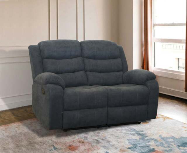 Boston 2 Seater Fabric Manual Recliner Sofa (Grey)