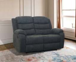 Boston 2 Seater Fabric Manual Recliner Sofa (Grey)