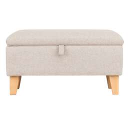 Living and Home Linen Upholstered Storage Ottoman - Beige - 71cm White