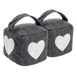 Nicola Spring Herringbone Door Stops - 16 x 16cm - Heart - Pack of 2