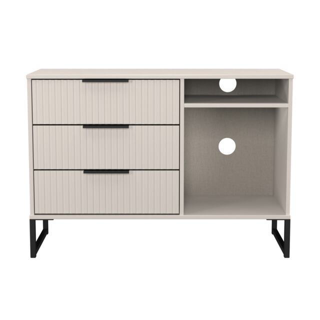 Menai 3 Drawer TV Unit in Kashmir Matt (Ready Assembled) Cream Kashmir Matt