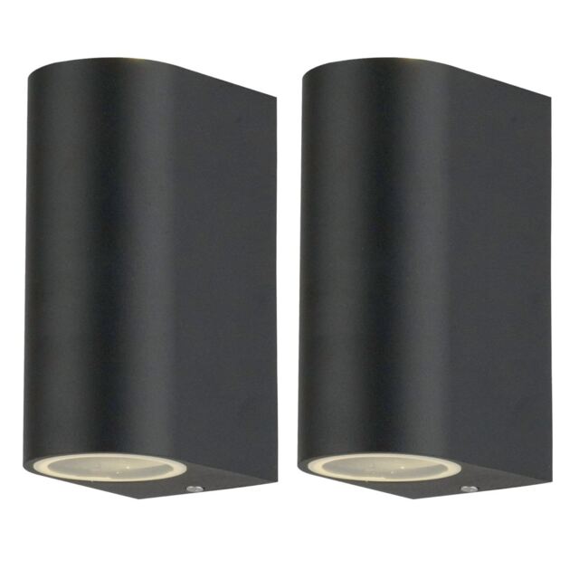 Set of 2 Drayton - Black Outdoor Twin Wall Lights Black Clear 2