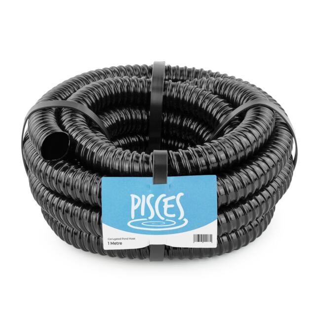 Pisces 25mm (1 inch) Black Pond Corrugated Flexible Hose Pipe - by the metre