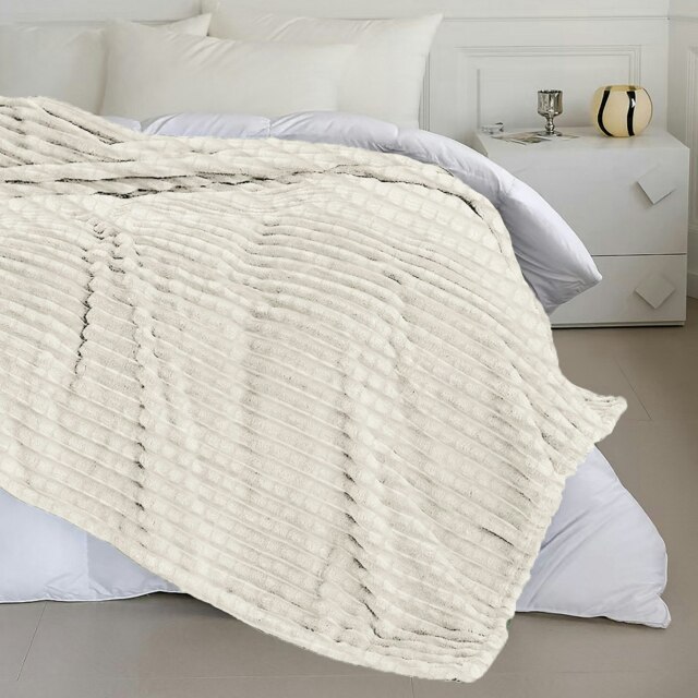 Velosso Chunky Cord Waffle Plush Heavy Blanket - 127cm x 152cm Cream Ivory