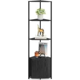 5-Tier Corner Storage Shelf, Freestanding Corner Shelving Unit for Living Room, Bedroom, Kitchen and Bathroom, Black