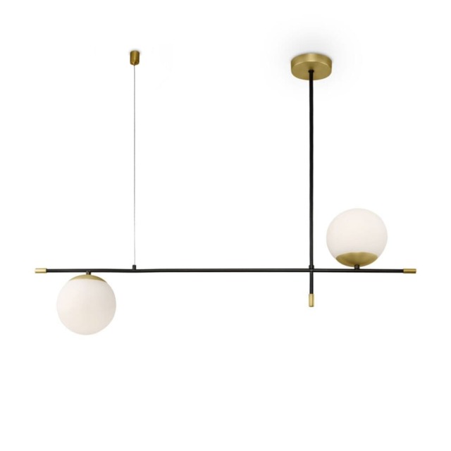 Modern Nostalgia 2 Light Matt Gold Pendant Ceiling Light Glass Shades