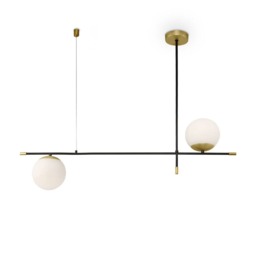 Modern Nostalgia 2 Light Matt Gold Pendant Ceiling Light Glass Shades