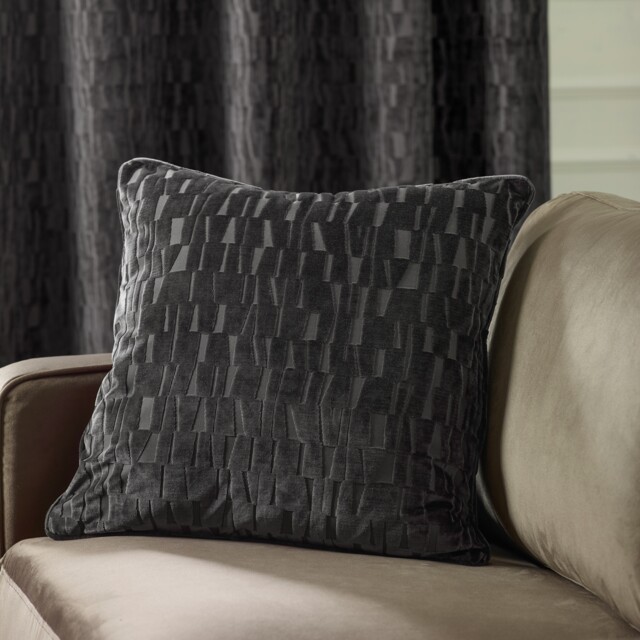 Paoletti Manhattan Velvet Cushion Grey Charcoal