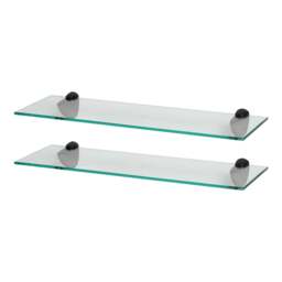 Harbour Housewares Floating Glass Shelf - 60cm - Metallic Brackets - Bathroom Shower Storage Vanity Display Unit Shelf Black Black 2