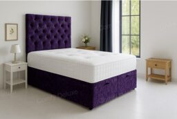 Ottoman Underbed Storage Purple Crush Velvet 2ft6 Small Single Bed Set