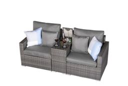Havana 2 Seat Modular Sofa Rattan Garden Bistro Balcony Furniture Set Outdoor Drinks Cooler Table Grey Grey Two Seater
