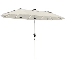 Outsunny 3 m Double-Sided Garden Parasol with Solar Lights, Tilt, Cream