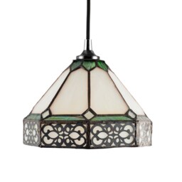 Classic 1920s Shabby Chic Pendant Light Shade with Metal Scrollwork Decoration Green Green 1