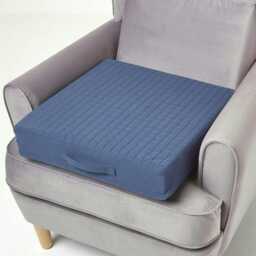 Homescapes Navy Cotton Orthopaedic Foam Armchair Booster Cushion Blue Navy 50 x 50 x 10 cm