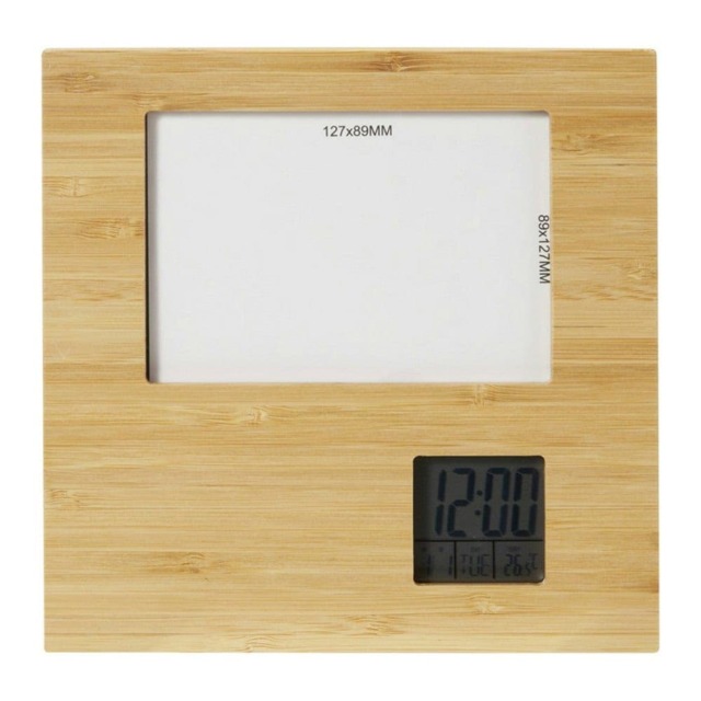 Sasa Bamboo Photo Frame With Clock - Natural - One Size