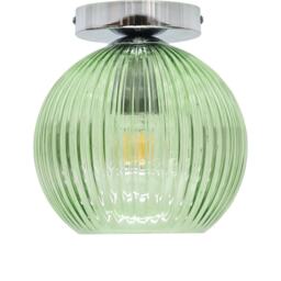 Betchley - Green Ribbed Glass Globe Chrome Ceiling Light Fitting