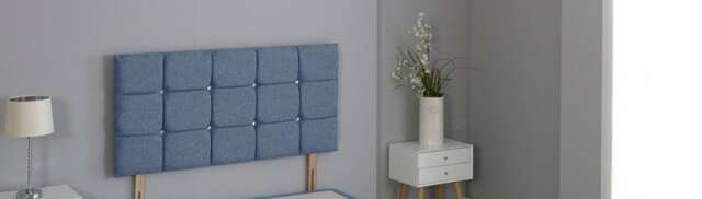 "Denim Linen Cube Headboard Multi 2FT6 Small Single 20""inch Headboard"