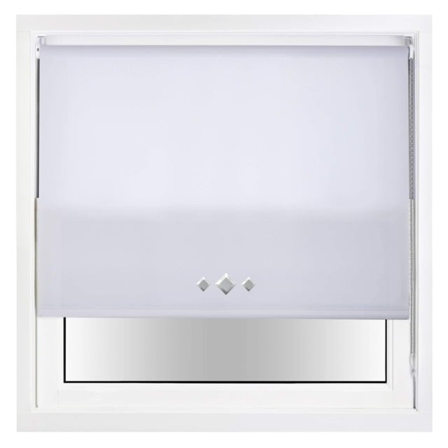 FURNISHED Daylight Trimmable Roller Blinds with Triple Diamond Eyelets and Metal Fittings White White (W) 105cm x (L) 165cm