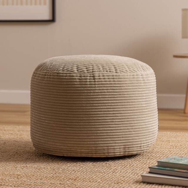 Milano Beanbag Footstool Corduroy Natural Beige
