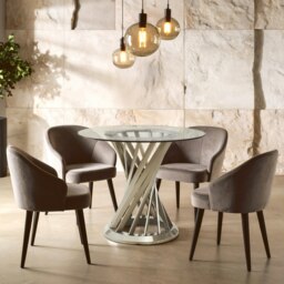 Interiors By Premier Clear Glass Top & Silver Hourglass Base Dining Table, Spacious Lounge Table, Table For Patio, Kitchen Table Silver