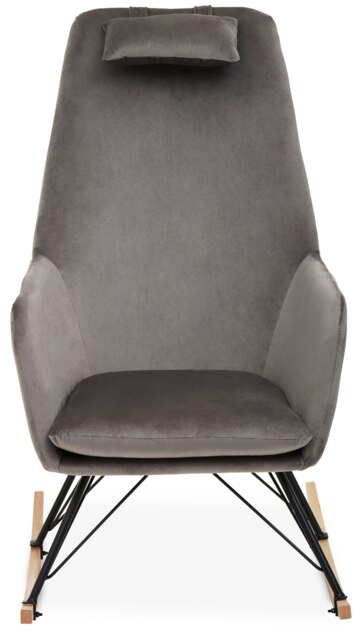 Orsina Grey Velvet Rocking Chair, Easy-to-Clean Velvet Accent Chair, High-Back & Arm Support Comfy Armchair