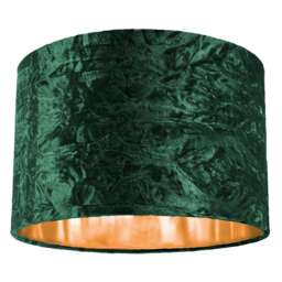"Modern Green Crushed Velvet 12"" Table/Pendant Lamp Shade with Shiny Copper Inner Green Forest Green 1"