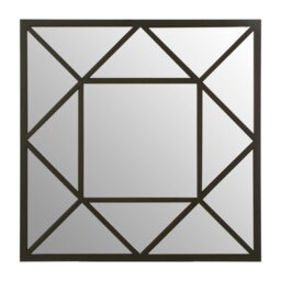 Orsina Black Metal Frame Wall Mirror, Geometric Square Industrial Mirror for Living Room or Hallway, Wall Décor