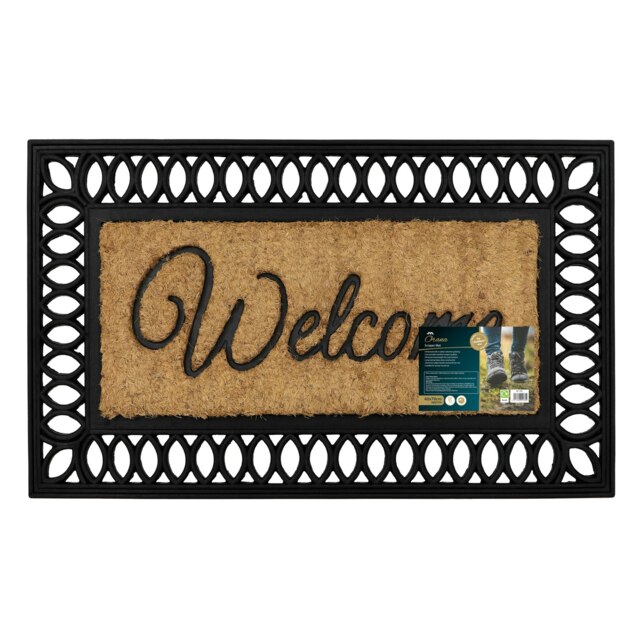 JVL Orana Embossed Rubber Tuffscrape Coir Doormat, 40x70cm