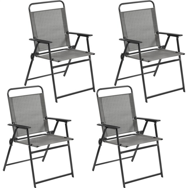 Yaheetech Set of 4 Outdoor Texteline Foldable Dining Chairs-Grey Grey Grey One Size