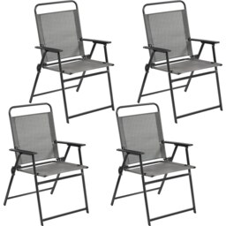 Yaheetech Set of 4 Outdoor Texteline Foldable Dining Chairs-Grey Grey Grey One Size
