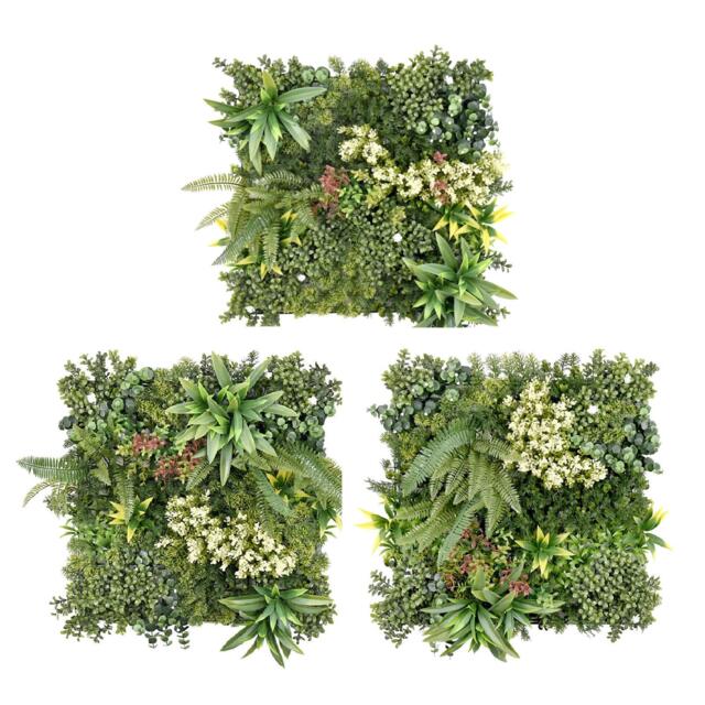 True Products Combo of 3 Premium Artificial Green Plant Living Wall Panels 50cm x 50cm - Aurora A,B,C