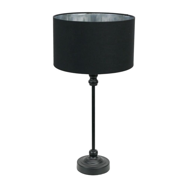 ValueLights Maggie Black Candlestick Table Lamp Black Chrome Shade and Bulb