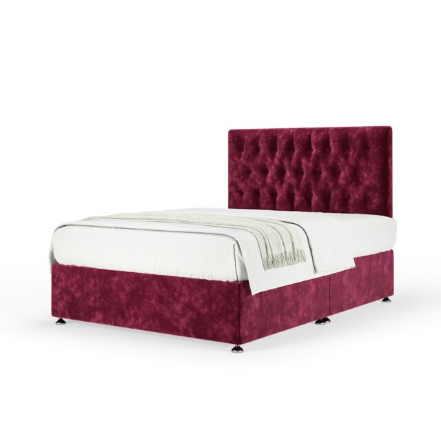Signature Platinum 2000 Pocket Sprung Aubergine Chenille Divan Set And Lona Headboard King Size