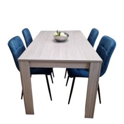 Kosy Koala Modern Rectangle Dining Table Set With 4 Blue Velvet Chairs Dining Room Furniture