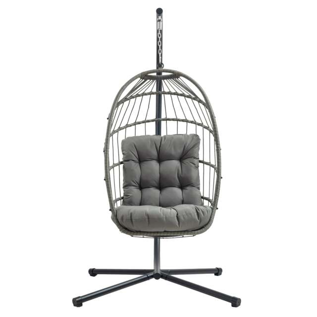 Rattan Hanging Egg Chair – Grey