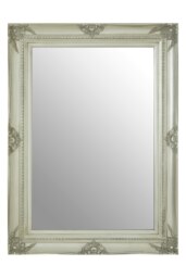 Baroque Rectangular Wall Mirror,Silver Finish Wooden Mirror With Motifs,Antique Wall Mirror,Statement Mirror Silver