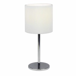 Chrome Stick Table Lamp with White Micropleat Shade Chrome White Medium 1