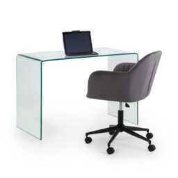Signature Montrose Desk with Executive Ardmore Velvet Swivel Office Chair in Grey and Black