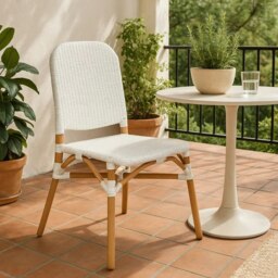 Interiors by Premier White Natural Rattan Dining Chair, Cane Dining Chair, Outdoor Rattan Chair, Sturdy Wood Dining Chair White