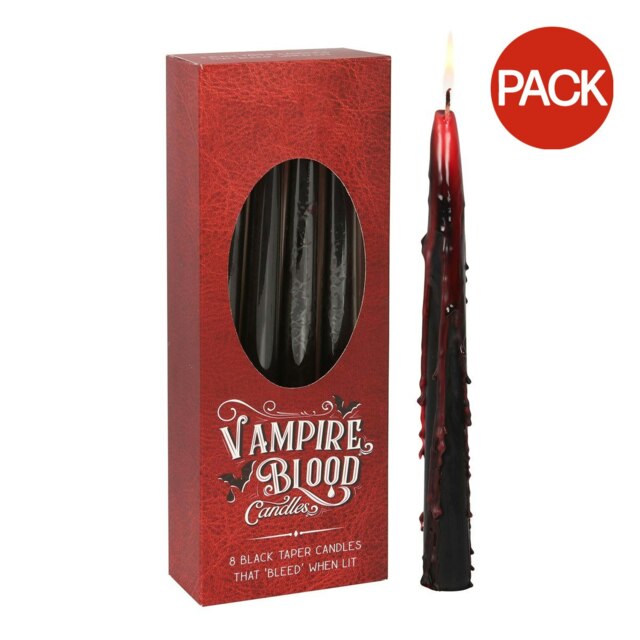 Something Different Vampire Blood Tapered Candles (Pack of 8) - Red/Black - One Size