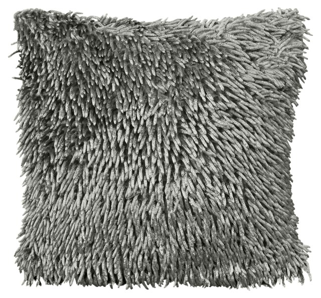 Shaggy Chenille Cushion - 43cm x 43cm Grey Silver